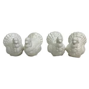 Vintage White Ceramic Thanksgiving Turkey Salt Pepper Shaker Candle Holders